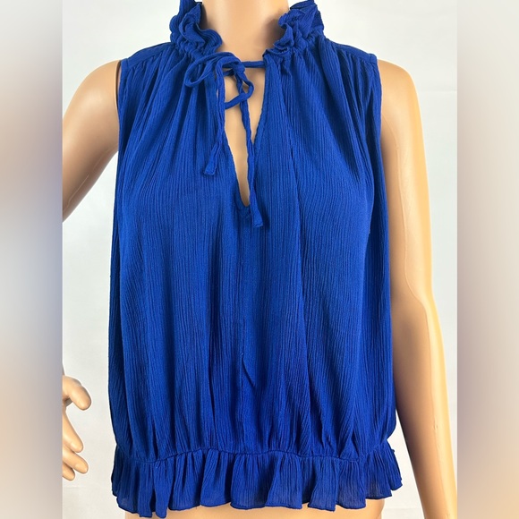 Rebecca Minkoff  Sexy Sapphire Blue Sleeveless Keyhole Front Crepe Rayon… - Picture 2 of 9